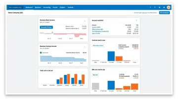 Xero accounting dashboard showing bank reconciliation invoicing and integrations interface