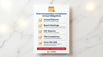 India post-incorporation compliance checklist annual obligations for foreign-owned private limited company
