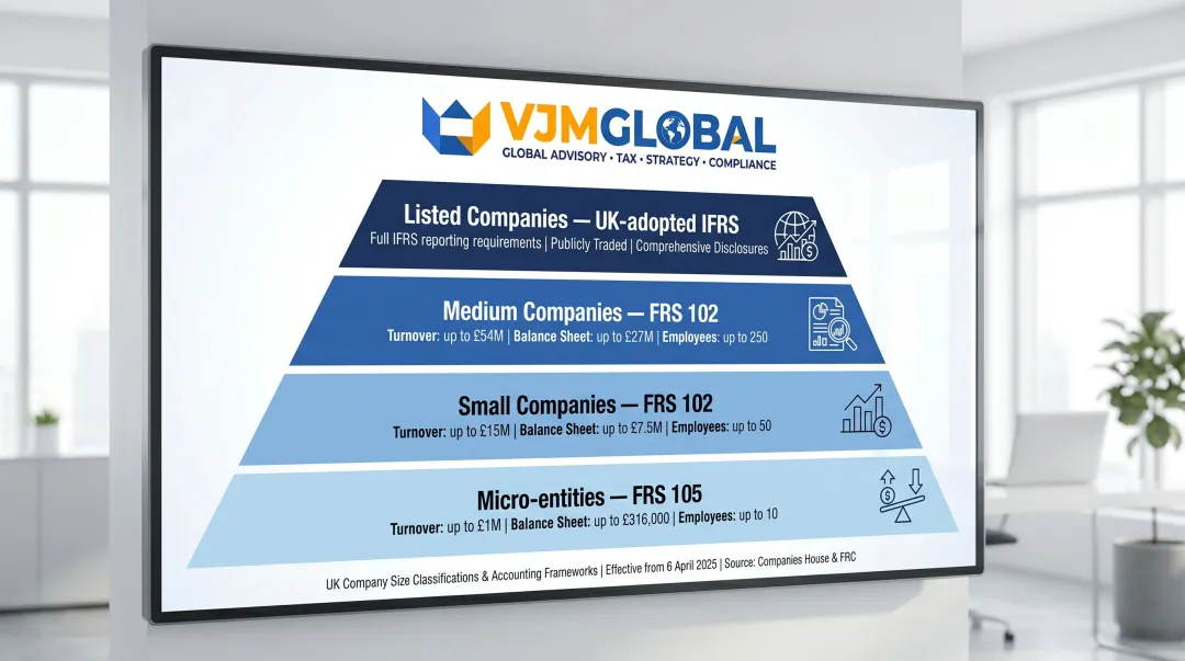 UK accounting framework four-tier company size classification from micro to listed