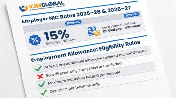 Employer NIC rate threshold and Employment Allowance eligibility rules summary infographic