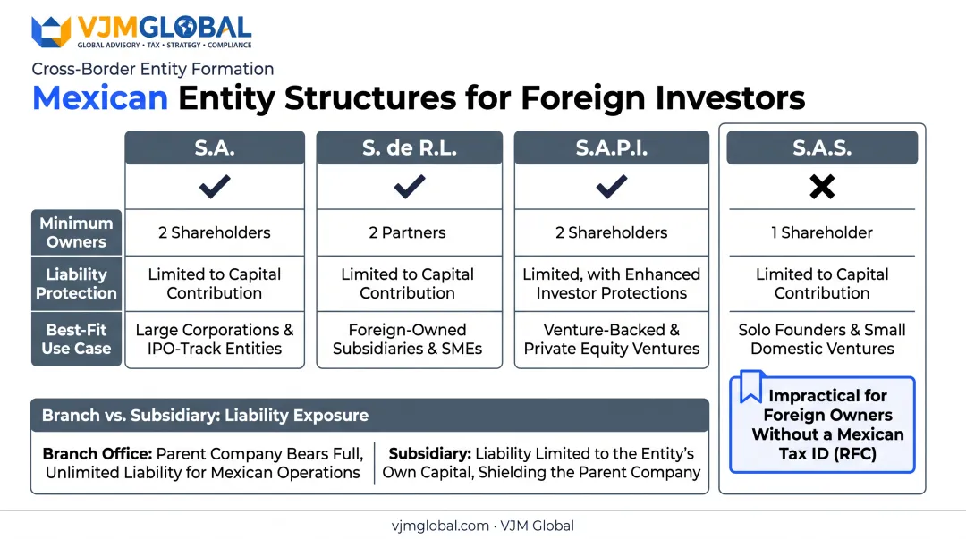 Mexican business entity types comparison chart foreign company owners