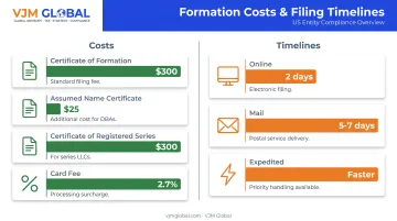 Texas Series LLC filing costs and processing timelines comparison chart