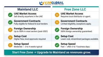 Mainland LLC versus Free Zone LLC side-by-side comparison for Singapore businesses