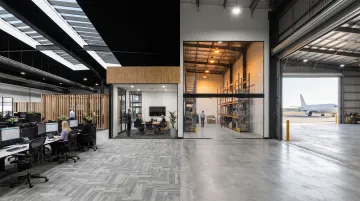 Modern airport free zone business facility options including offices warehouses and hangars