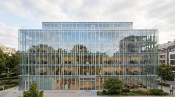 Belgian bank branch exterior representing business account opening process