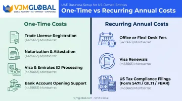 Dubai LLC one-time versus recurring cost components breakdown chart