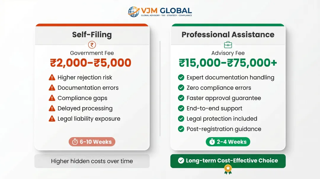 DIY versus professional consultant India entity setup cost and risk comparison
