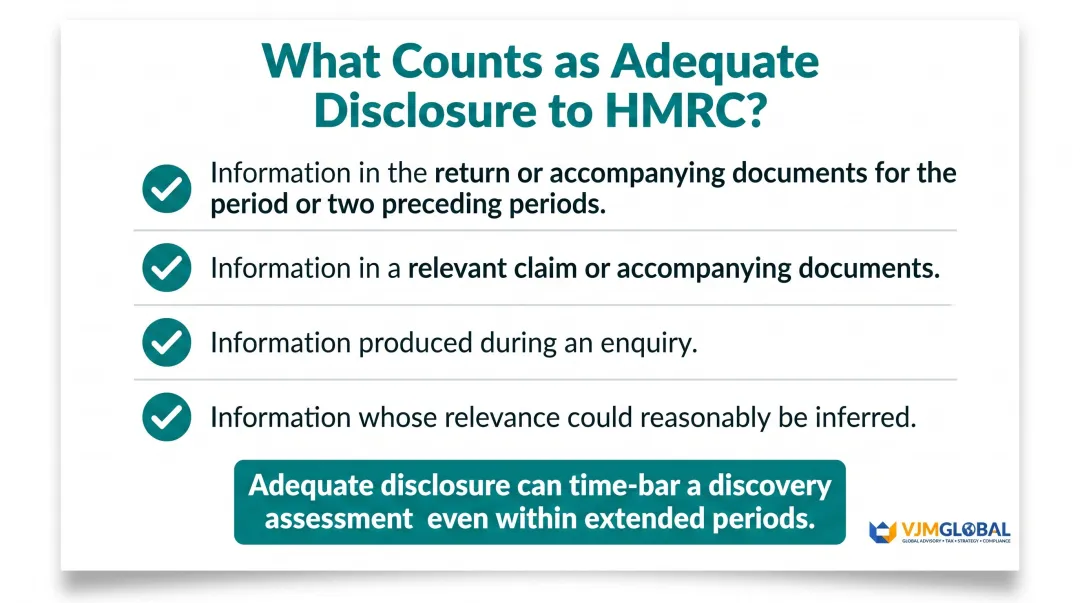 Adequate disclosure checklist protecting companies from HMRC discovery assessments infographic