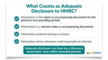 Adequate disclosure checklist protecting companies from HMRC discovery assessments infographic