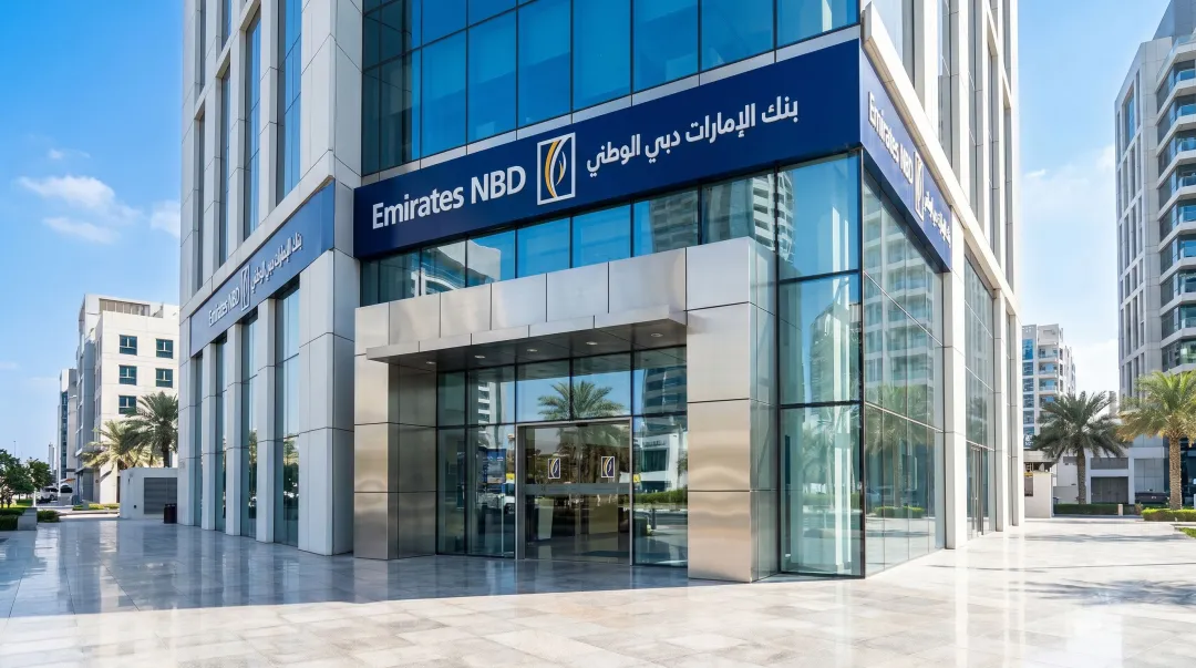 UAE bank branch exterior showing major Dubai financial institution signage