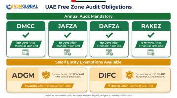 UAE free zone annual audit requirements comparison chart DMCC JAFZA ADGM DIFC