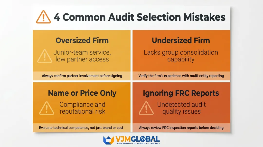 Four common audit firm selection mistakes Singapore businesses in the UK should avoid