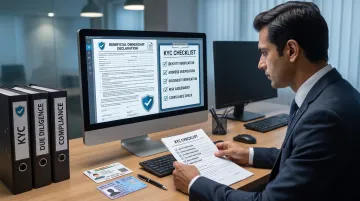 Bank compliance officer conducting KYC and AML verification checks