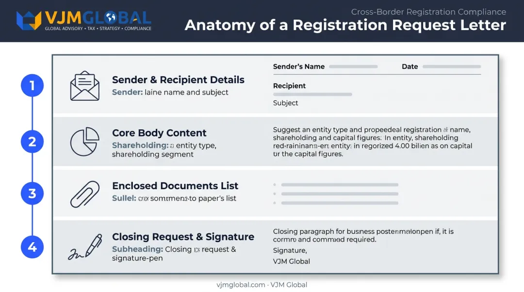Anatomy of a company registration request letter with four key sections