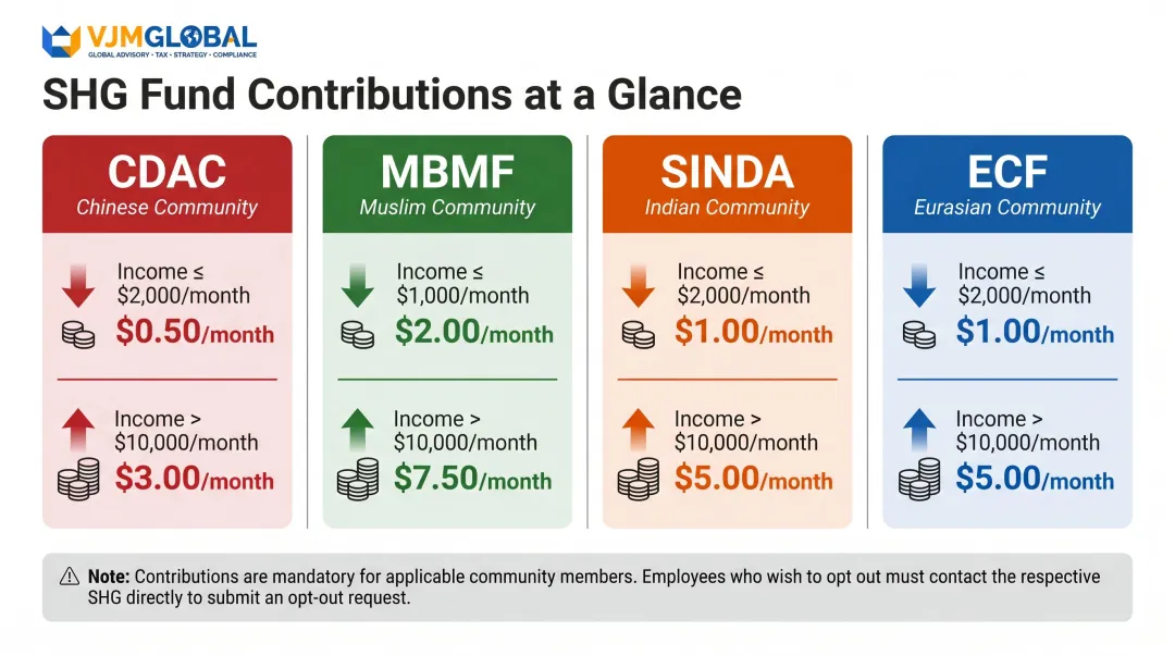 Singapore Self-Help Group SHG contribution funds by employee ethnicity and income band