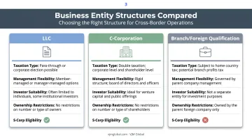 LLC versus C-Corp versus branch structure comparison for foreign founders