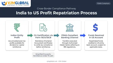 Profit repatriation process flow from India to USA infographic