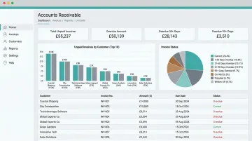 Accounting software dashboard showing Xero QuickBooks or Sage integration for AR management