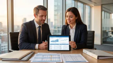 UK business professionals reviewing R&D tax credit documentation and financial reports