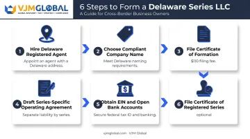 Six-step process to form a Delaware Series LLC flow diagram