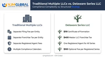 Traditional multiple LLCs versus Delaware Series LLC cost and structure comparison