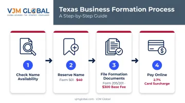 4-step Texas LLC formation filing process via SOSDirect