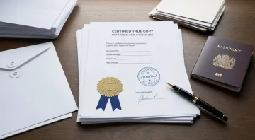 Notarized apostilled documents and passport ready for Japan company registration