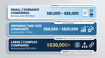 Singapore audit fee ranges by company size revenue and complexity tier