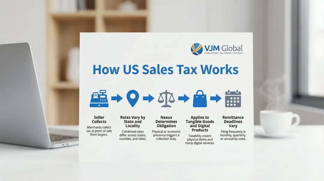 US sales tax mechanics 5-step process from collection to remittance