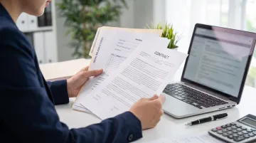 Employer registering payroll and social insurance documents in office setting