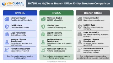 Comparison of BV/SRL NV/SA and branch office structures in Belgium