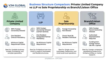 Legal structure comparison table for foreign founders ownership and capital requirements