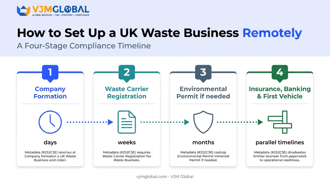 UK waste business setup timeline from formation to first pickup