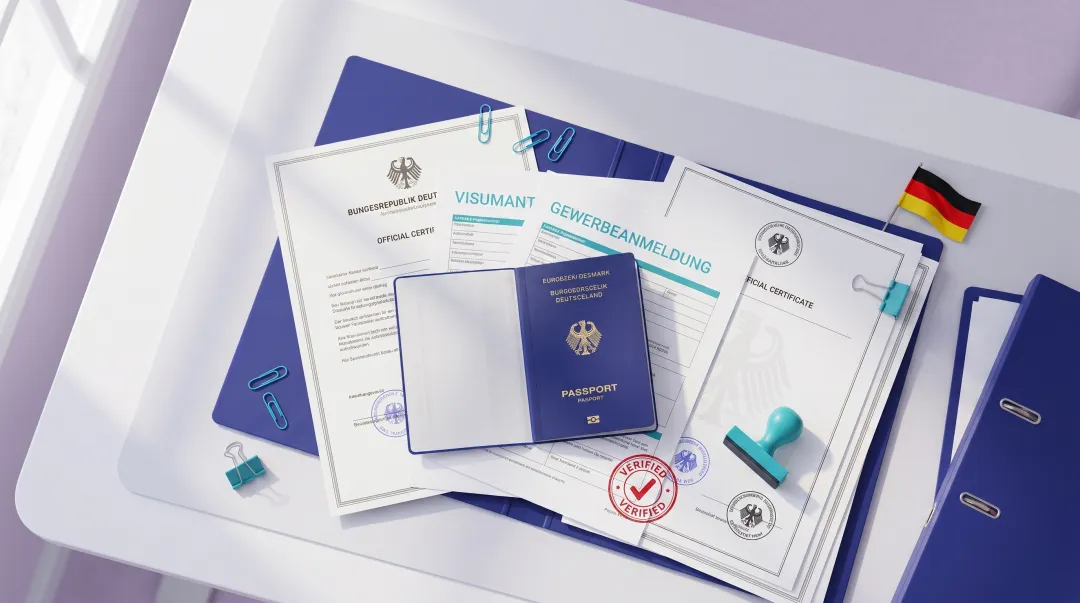 German passport and identification documents for UK company registration