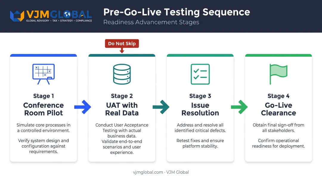 ERP user acceptance testing and go-live readiness checklist process flow