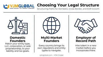 Three legal structure paths for domestic and cross-border founders comparison