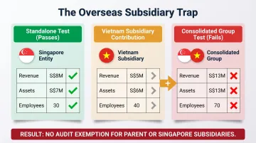 Singapore parent company group consolidation test failing overseas subsidiary example