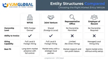Comparison of four China business entity structures for foreign founders