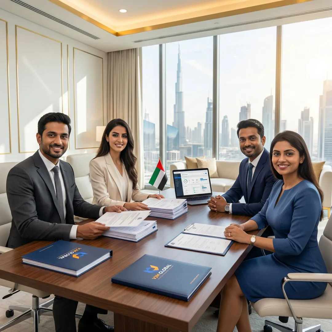 Professional business consultants assisting with Dubai company formation for Indian entrepreneurs