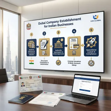 Step-by-step business setup process visualization for Dubai company formation