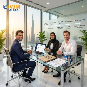 Step-by-step process flow diagram for Dubai Free Zone company registration