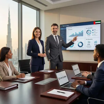 Tax consultant explaining UAE corporate tax strategy to Indian business executives