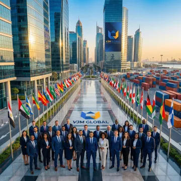 Dubai Free Zone modern business district with international companies and corporate towers