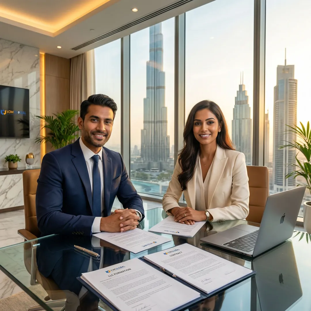 Professional business consultants assisting US entrepreneurs with Dubai LLC formation documentation