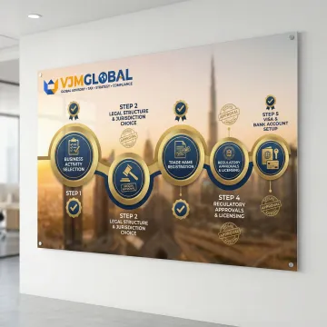 Step-by-step timeline illustration of Dubai company formation process