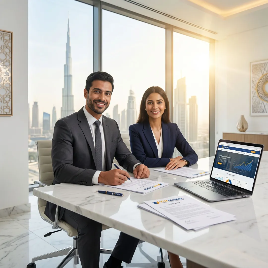Professional business consultants assisting US entrepreneurs with Dubai company formation documentation