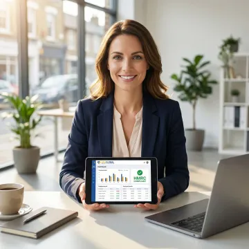 UK business owner confidently managing payroll on cloud software