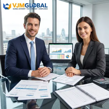 Accountants reviewing VAT reports for a UK business