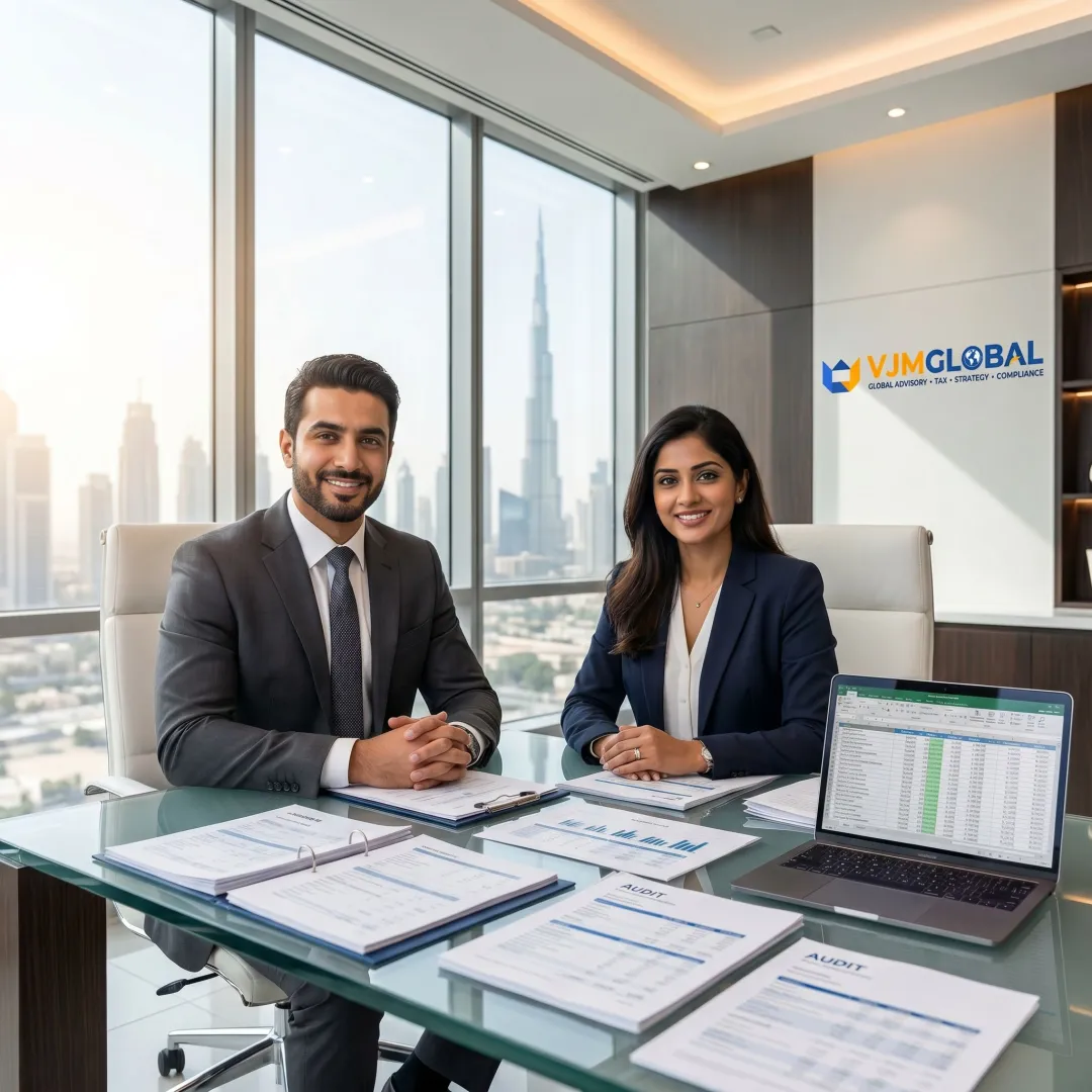 Consultants reviewing due diligence documents in Dubai