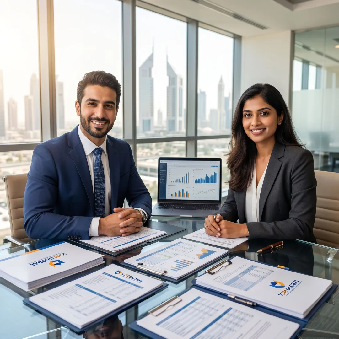 Internal audit team reviewing UAE business records